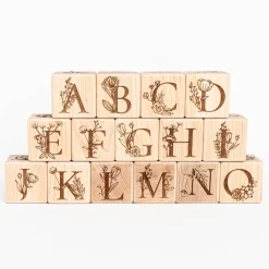 Floral Alphabet Blocks (Set of 15) - Handmade in Canada