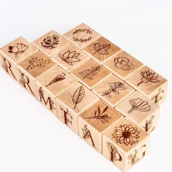 Floral Alphabet Blocks (Set of 15) - Handmade in Canada