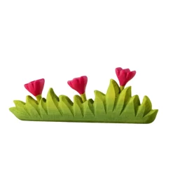 Grass with Pink Flowers (Large) | Wooden Toy