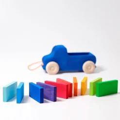 Grimm's Pull Along Truck with Rainbow Building Blocks