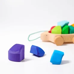 Grimm's Pull Along Turtle with Rainbow Building Blocks