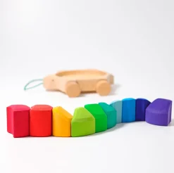 Grimm's Pull Along Turtle with Rainbow Building Blocks