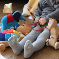 Grimm's Pull Along Turtle with Rainbow Building Blocks