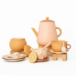 Handmade Wooden Tea Set (Flower)