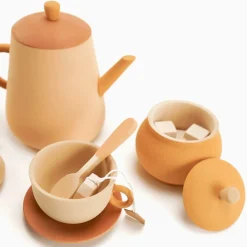 Handmade Wooden Tea Set (Flower)