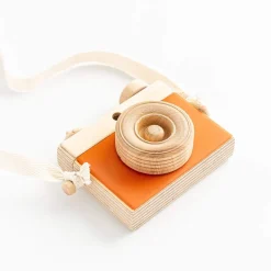 Handmade Wooden Toy Camera (Burnt Orange)