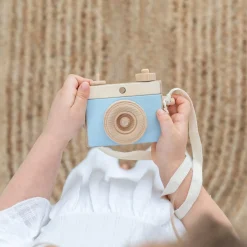 Handmade Wooden Toy Camera (Blue)