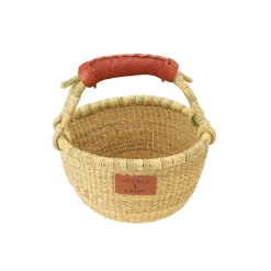 Heddle & Lamm Mini Bolga Basket (Red Brown Handle)