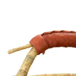 Heddle & Lamm Mini Bolga Basket (Red Brown Handle)