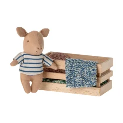 Maileg Baby Pig in a Box (Blue)