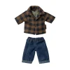 Maileg Brown Checkered Shirt and Pants (Dad Mouse)