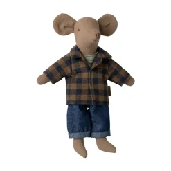 Maileg Brown Checkered Shirt and Pants (Dad Mouse)