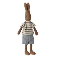 Maileg Brown Rabbit in Striped Shirt & Shorts (SIZE 1)