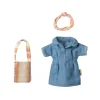 Maileg Denim Dress with Headband and Bag (Mum Mouse)
