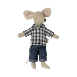 Maileg Jeans and Plaid Shirt Clothing Set (Dad Mouse)