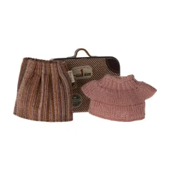Maileg Knitted Blouse and Skirt in Suitcase (Grandma Mouse)