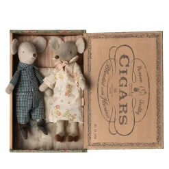 Maileg Mice in Cigar Box (Grandma & Grandpa)