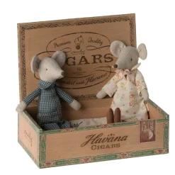 Maileg Mice in Cigar Box (Grandma & Grandpa)