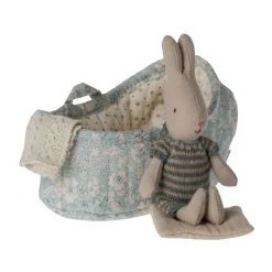Maileg MICRO Rabbit in Carry Cot (Blue)