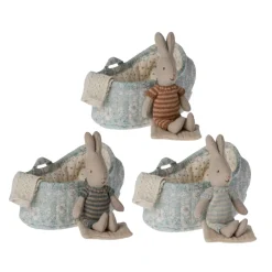 Maileg MICRO Rabbit in Carry Cot (Blue)