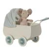 Maileg Pram with Baby Mouse (Mint)