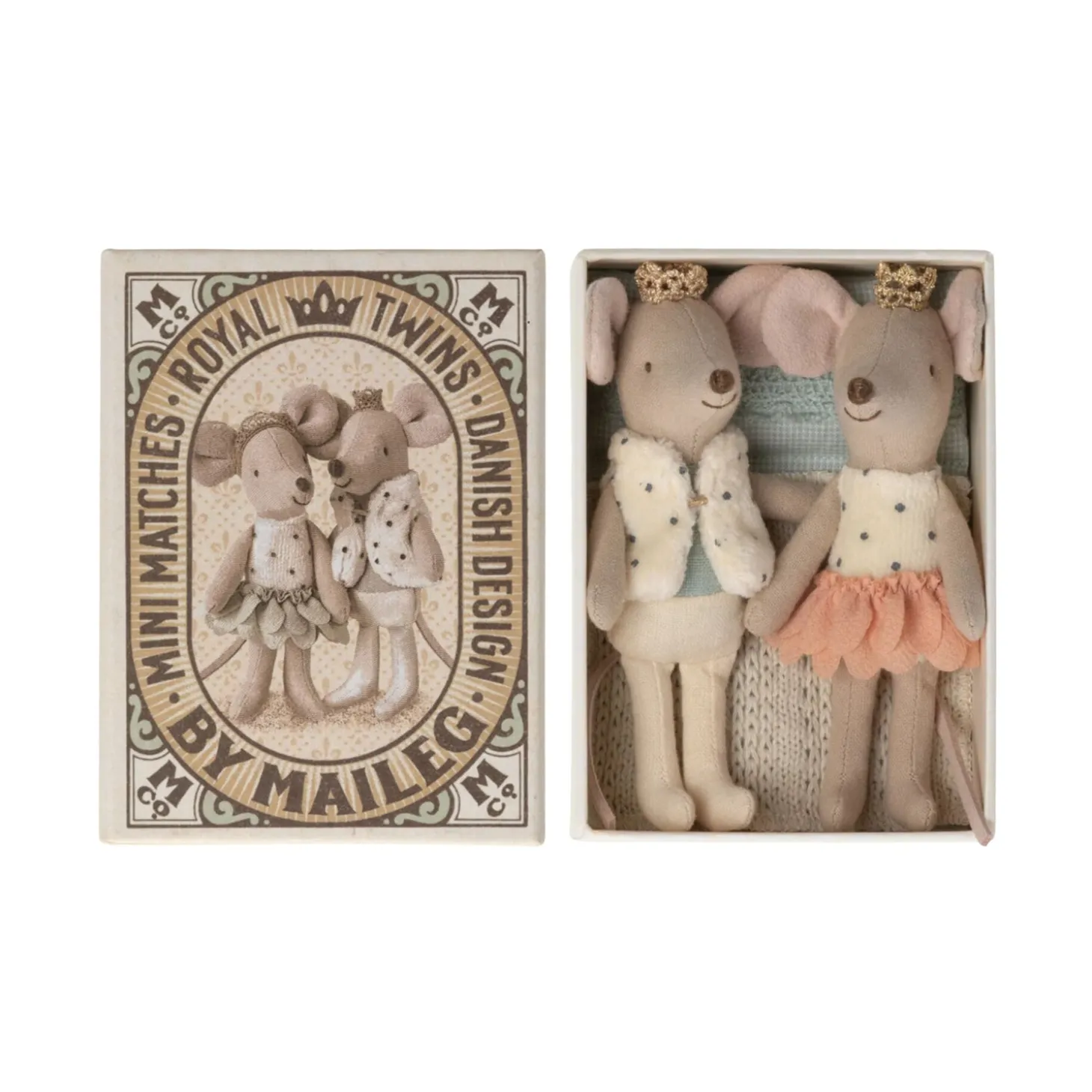 Maileg Royal Twins Mice in Matchbox (Little Sister & Brother)