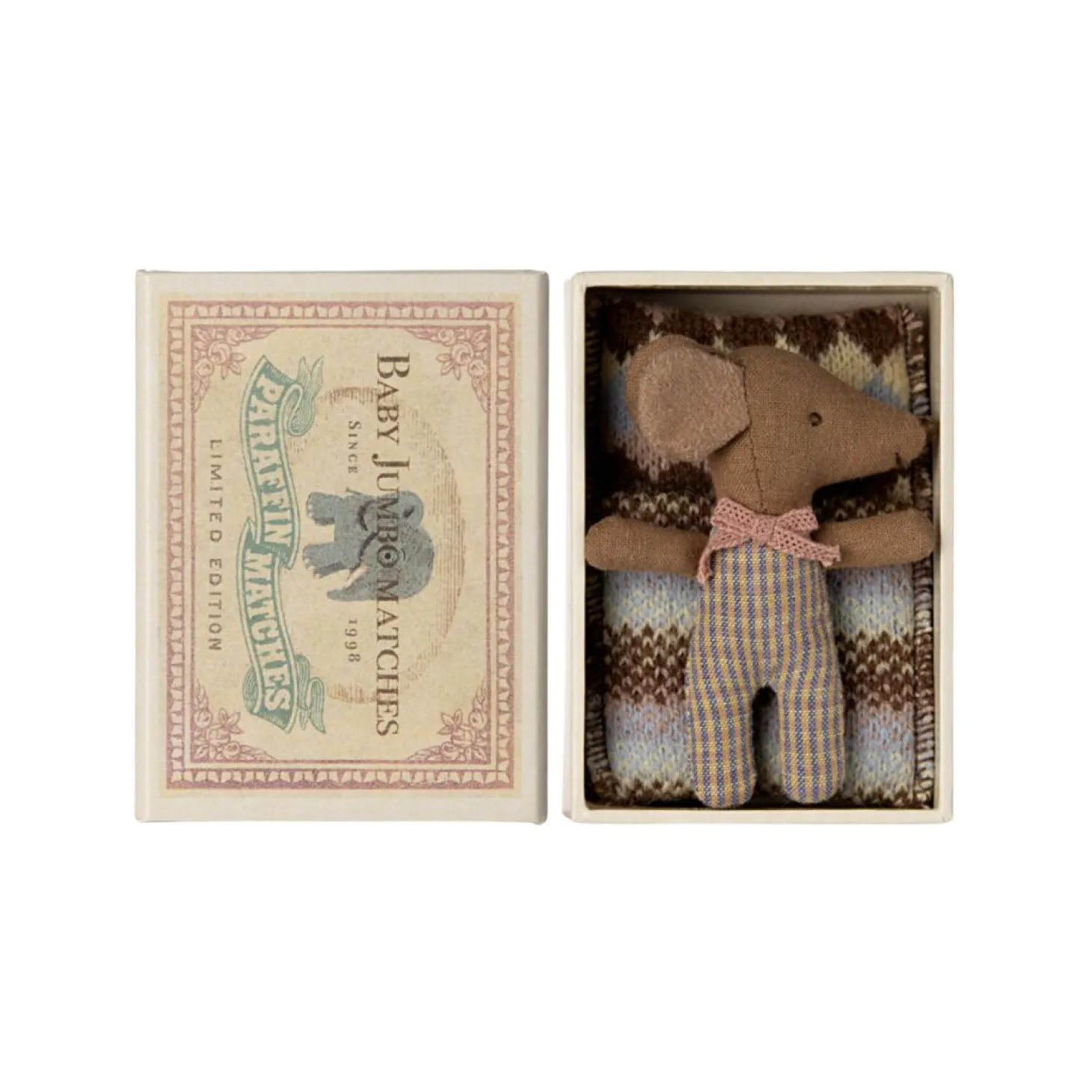 Maileg Sleepy Wakey Mouse in Matchbox (BABY - Rose)