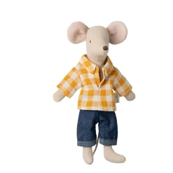 Maileg Yellow Checkered Shirt and Pants (Dad Mouse)