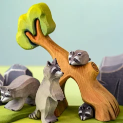 Raccoon Family and Tree Set | Wooden Toy