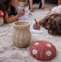 Rattan Toadstool Porcini Basket (Pink Musk)
