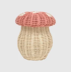 Rattan Toadstool Porcini Basket (Pink Musk)