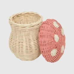 Rattan Toadstool Porcini Basket (Pink Musk)