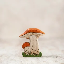 Red Cap Bolete Mushrooms | Wooden Toy Figurine