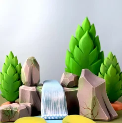 River Plate, Waterfall and Mossy Rocks Set | Wooden Toy