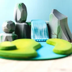 River Plate, Waterfall and Mossy Rocks Set | Wooden Toy