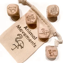 Wooden Animal Movement Dice (Set of 5)