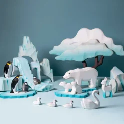 Wooden Icy Cliff and Penguin Set