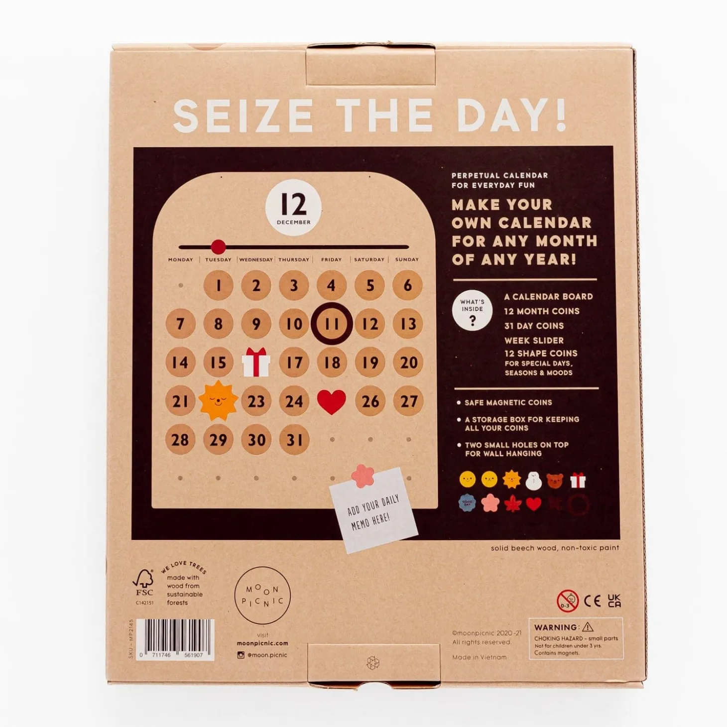 Wooden Magnetic Calendar I by Moon Picnic