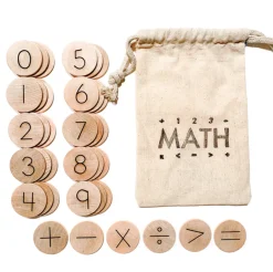 Wooden Math Manipulatives Discs (Set of 36)