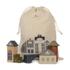 Wooden Printed Building Blocks (Set of 34) by Konges Sløjd